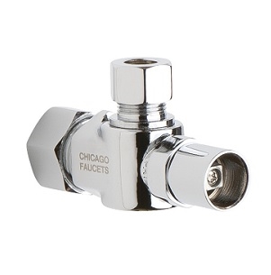 Chicago Faucets STB-31-00-AB Angle Stop Ball Valve with Loose Key Handle, 5/8" O.D. (1/2" Nominal) Female Compression Inlet, 3/8" O.D. Female Compression Outlet