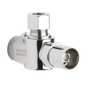 Chicago Faucets STB-41-00-AB Angle Stop Ball Valve with Loose Key Handle, 5/8" O.D. Copper Sweat Inlet, 3/8" O.D. Female Compression Outlet
