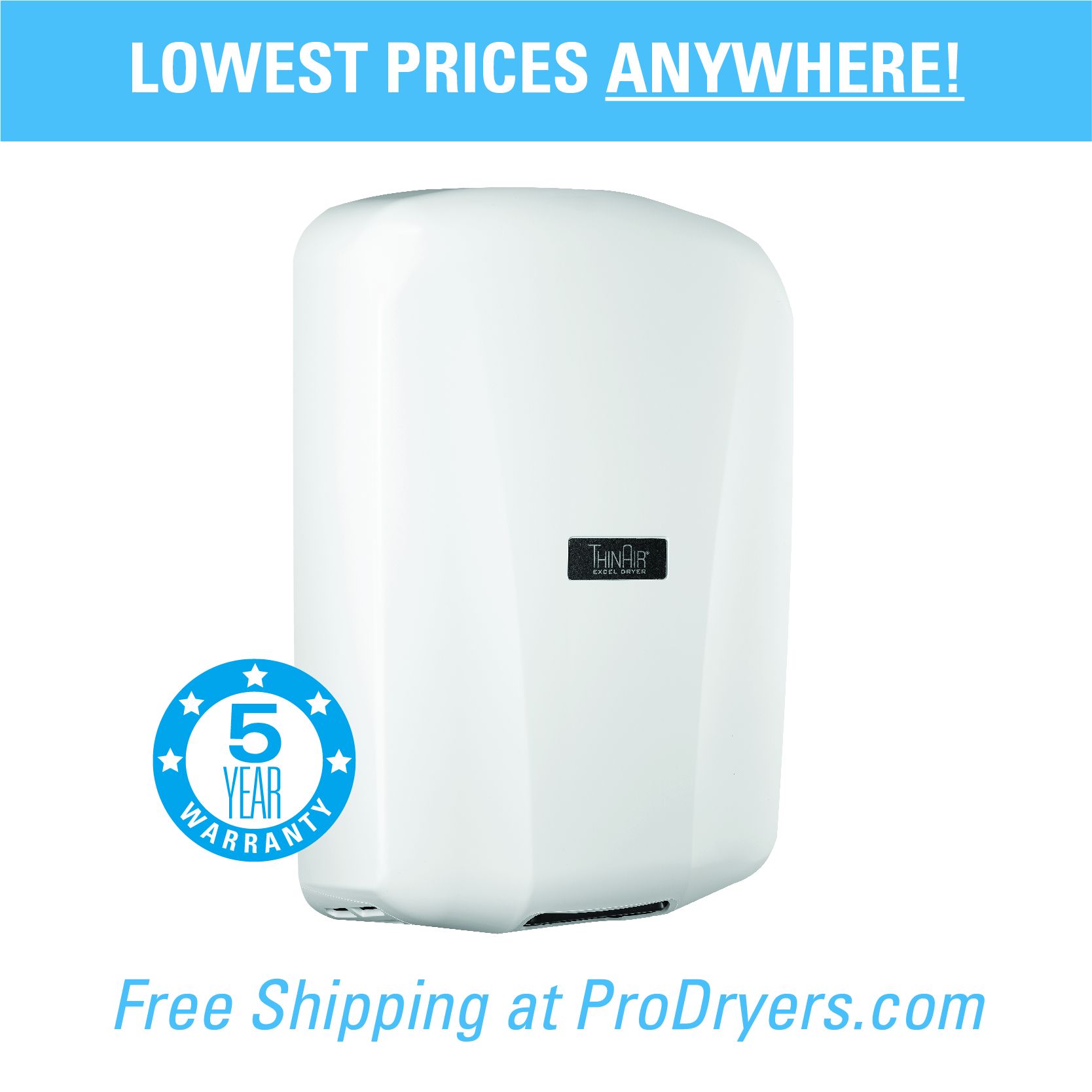  TA-ABS Excel Dryer TA-ABS ThinAir ADA Compliant Hand Dryer, ABS Cover, White