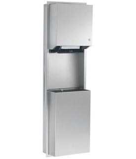 Gamco TW-14RP Recessed Push Bar Roll Towel Dispenser and 12 Gallon Waste Receptacle, Stainless Steel