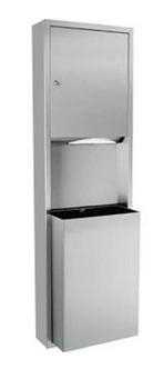 Gamco TW-1FS Paper Towel Dispenser and 12 Gallon Waste Receptacle with 4" Skirt, Surface Mounted, Stainless Steel
