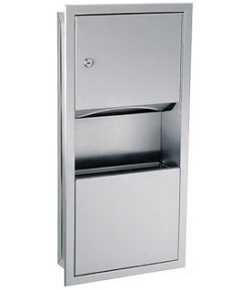 Gamco TW-3 Recessed Mini Towel Dispenser and 2 Gallon Waste Receptacle, Stainless Steel