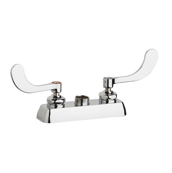Chicago Faucets W4D-LES317AB Hot and Cold Water Workboard Sink Faucet, Deck Mounted, 4" Fixed Centers, 4" Wristblade Handle, Less Spout