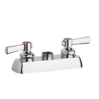 Chicago Faucets W4D-LES369AB Hot and Cold Water Workboard Sink Faucet, Deck Mounted, 4" Fixed Centers, 2-3/8" Lever Handle, Less Spout
