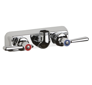 Chicago Faucets W4W-LES369AB Hot and Cold Water Workboard Sink Faucet, Wall Mounted, 4" Fixed Centers, Less Spout