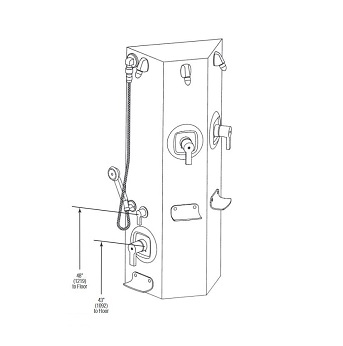 Bradley WS-2W-HN Econo Wall Shower 2 Station Barrier Free ADA