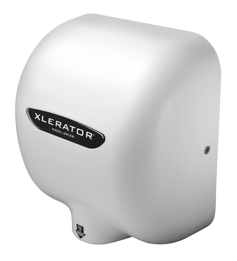 Excel Dryer XLERATOR Hand Dryer XL-BW, White Thermoset Resin (BMC) Cover, Automatic Sensor, Surface Mounted, LEED Credits, GreenSpec Listed, Commercial Hand Dryer