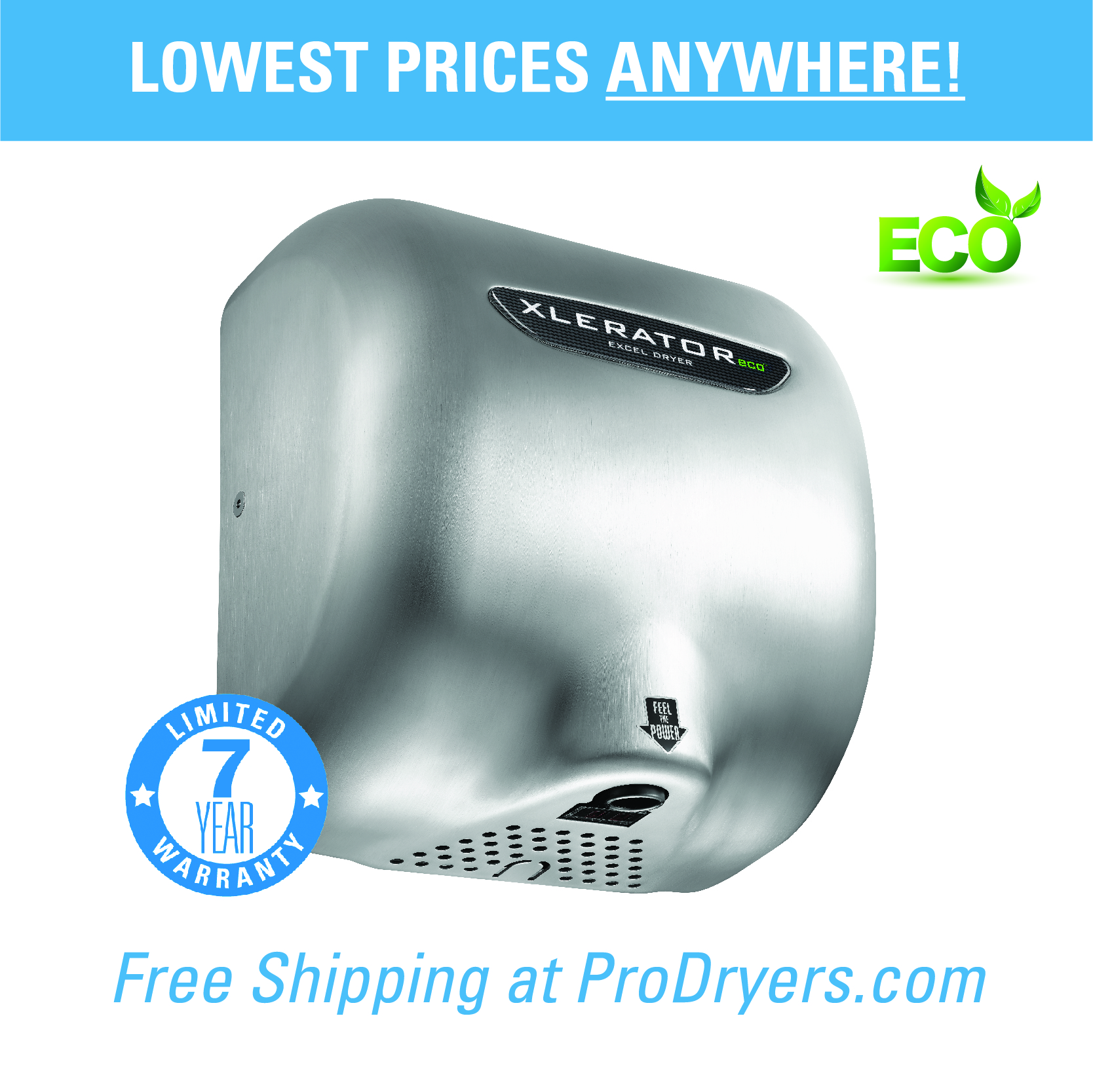 Excel XLERATOReco XLSBECO Stainless Steel Hand Dryer