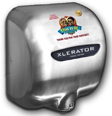  XL-SB-SI-ECO Excel Dryer XLERATOReco XL-SB-SI-ECO Hand Dryer, No Heat, Brushed Stainless Steel, Special Image Cover, Automatic Sensor, Surface Mounted, LEED Credits, GreenSpec Listed, Commercial Hand Dryer, 500 Watts