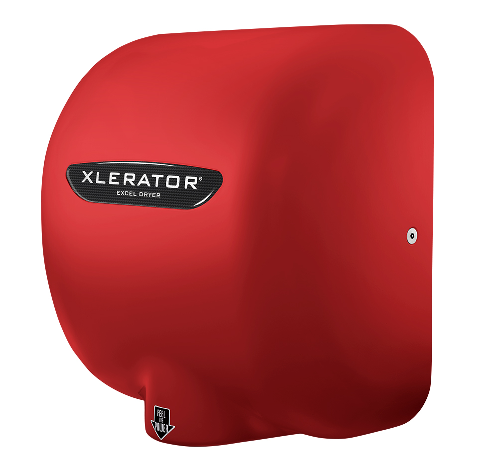 Excel Dryer Red XLERATOR Hand Dryer XL-R, Zinc Die-Cast Cover - Red Cover, Automatic Sensor, Surface Mounted, LEED Credits, GreenSpec Listed, Commercial Hand Dryer, XL-SP Red