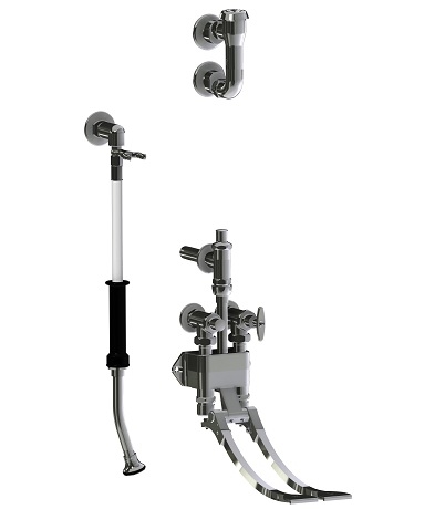 Chicago Faucets 910-GSLO777-19KCP Pedal Valve Bed Pan Cleaner, 1.5 GPM Rubber-bound 25-degree Male Rose Spray, NAIAD Metering Adjustable Cycle Time Closure Cartridge, Elevated Vacuum Breaker Assembly