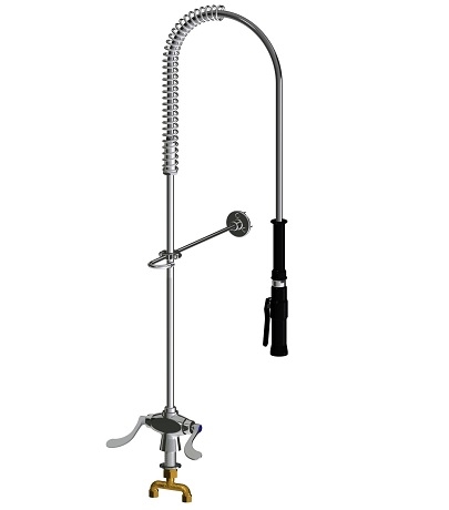 Chicago Faucets 919-AS317XKCAB Pre-Rinse Fitting, 1.25 GPM at 60 PSI Water Conserving Spray Valve, Ceramic Cartridge with Integrated Check Valve, 4" Wristblade Handle