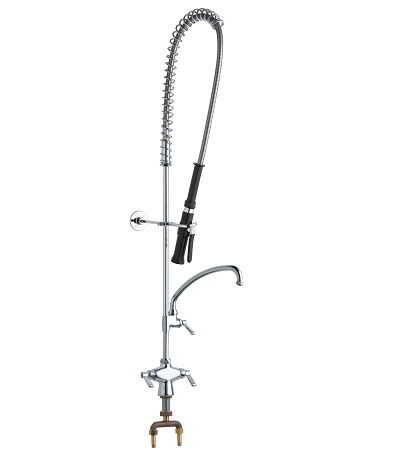 Chicago Faucets 919-AS613XKCAB Pre-Rinse Fitting with 613-A Adapta-Faucet, 9-1/2" L Type Swing Spout, 1.25 GPM at 60 PSI Spray Valve, Ceramic Cartridge with Integrated Check Valve, 2-3/8" Lever Handle