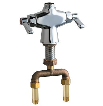 Chicago Faucets 919-VOAB Pre-Rinse Fitting, 1/4" NPT Male Thread Inlet Check Tailpieces, 3-1/2" Inlet Connection Tee, 2-3/8" Lever Handle
