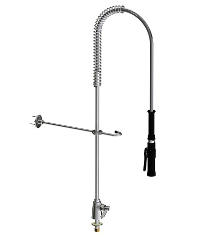 Chicago Faucets 920-ASABCP Pre-Rinse Fitting, Single Hole, 1.25 GPM at 60 PSI Water Conserving Spray Valve, Quaturn Compression Operating Cartridge, 2-3/8" Lever Handle