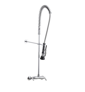 Chicago Faucets 923-HTFXKCAB Wall Mounted Pre-Rinse Fitting, Adjustable Arms for 3" - 8-3/8" Centers, 0.91 / 0.99 GPM at 60 PSI Water Conserving Triple Force Spray Valve, 2-3/8" Lever Handle