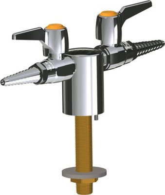 Chicago Faucets LGB1-11A-26 Turret with Two Ball Valves at 180 Degrees, Full Flow Laboratory Serrated Nozzle, Anti-Rotational Body Deck Pin, Lever Handle with AIR Index Button