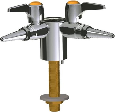 Chicago Faucets LGB1-11A-22 Turret with Two Ball Valves at 90 Degrees, Full Flow Laboratory Serrated Nozzle, Anti-Rotational Body Deck Pin, Shank Assembly, Lever Handle with AIR Index Button