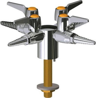 Chicago Faucets LGB1-31A-41 Turret with Four Ball Valves at 90 Degrees, Full Flow Laboratory Serrated Nozzle with Check Valve, Anti-Rotational Body Deck Pin, Lever Handle with AIR Index Button
