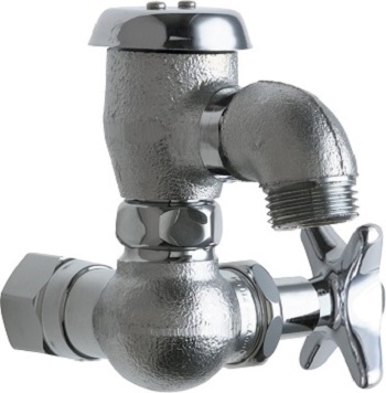 Chicago Faucets 998-633RCF Inside Sill Fitting with Body Drain Plug and Vacuum Breaker, 3/4" NPT Female Thread Inlet, 3" Cross Handle, Rough Chrome