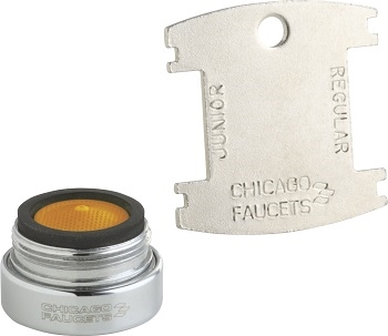 Chicago Faucets E34VPJKABCP Chicago Faucets Part: 1.5 GPM Vandal Proof Pressure Compensating Softflo Aerator, 13/16" - 27 UNS Male