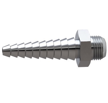 Chicago Faucets E7JKSAM Chicago Faucets Part: Laboratory Serrated Hose Nozzle, Full-Flow, Male, Satin Antimicrobial (SAM)