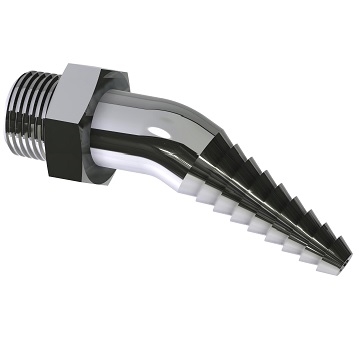 Chicago Faucets E7XTJKSAM Chicago Faucets Part: Laboratory 30-Degree Angled Serrated Nozzle, Full-Flow, 3/8" - 18 NPT Male Thread Inlet, Satin Finish