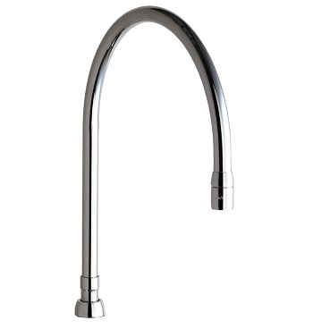 Chicago Faucets GN10AE3SWGJKABCP Chicago Faucets Part: 10" Gooseneck Swing Spout, 13/16" - 24 UNS Male Outlet, 13-1/2" Faucet Height