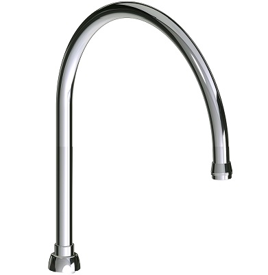 Chicago Faucets GN10ARGDJKABCP Chicago Faucets Part: 10" Rigid Gooseneck Spout, 13/16" - 24 UNS Male Outlet, 12-3/8" Faucet Height
