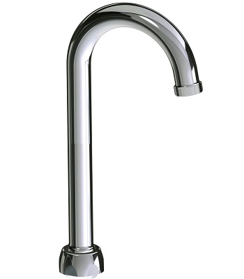 Chicago Faucets GN1ARGDJKABCP Chicago Faucets Part: 3-1/2" Rigid Gooseneck Spout, 13/16" - 24 UNS Male, 8-3/8" Faucet Height