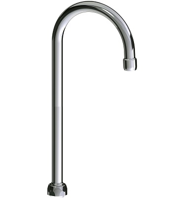 Chicago Faucets GN2AH13E3JKABCP Chicago Faucets Part: 5-1/4" Rigid/Swing Gooseneck Spout, 2.2 GPM Softflo Aerator, 13/16" - 24 UNS Male, 13" Faucet Height