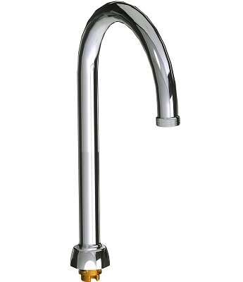 Chicago Faucets GN2ARSJKABCP Chicago Faucets Part: 5-1/4" Restricted Swing Gooseneck Spout, 13/16" - 24 UNS Male, 9-3/4" Faucet Height