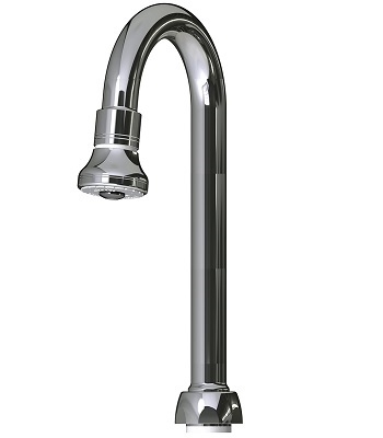 Chicago Faucets GN2BE4JKABCP Chicago Faucets Part: 5-1/4" Rigid/Swing Gooseneck Spout, 1.5 GPM Male Rose Spray, 3/8" - 18 NPSM Female, 9-3/4" Faucet Height