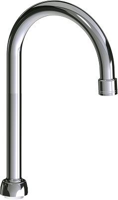 Chicago Faucets GN2BJKCTF Chicago Faucets Part: 5-1/4" Rigid/Swing Gooseneck Spout, 3/8" - 18 NPSM Female, 9-3/4" Faucet Height, Tin Lined