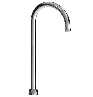 Chicago Faucets GN2H13JKABCP Chicago Faucets Part: 5-1/4" Rigid/Swing Gooseneck Spout, Plain Outlet Thread, 13" Faucet Height