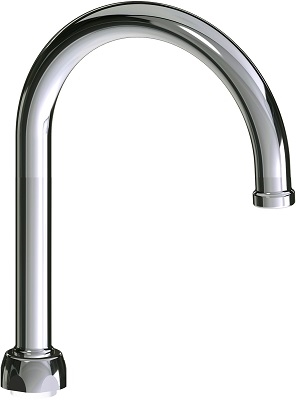 Chicago Faucets GN2H8JKABCP Chicago Faucets Part: 5-1/4" Rigid/Swing Gooseneck Spout, Plain Thread Outlet, 8" Faucet Height