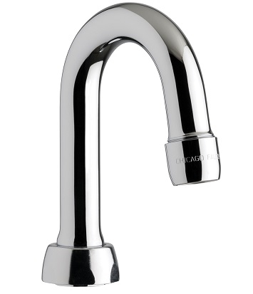 Chicago Faucets GN3AE35JKABCP Chicago Faucets Part: 2-7/8" Rigid/Swing Gooseneck Spout, 1.5 GPM Softflo Aerator, 4-7/8" Faucet Height