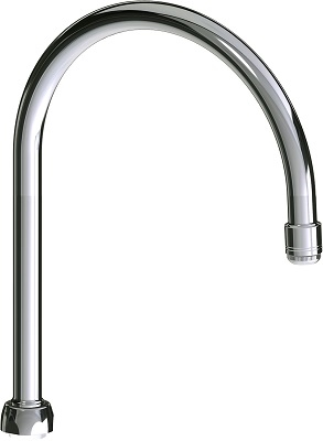 Chicago Faucets GN8BE1MJKABCP Chicago Faucets Part: 8" Rigid/Swing Gooseneck Spout, Full Flow Quixtop Outlet, 11-1/4" Faucet Height