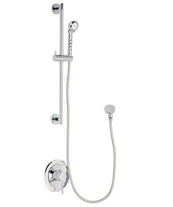 Chicago Faucets SH-PB1-00-011 Tub and Shower System with Pressure Balancing Valve, 2.5 GPM Hand Spray with 59" Stainless Steel Hose, 24" Wall Mounted Slide Bar with Hand Spray Holder
