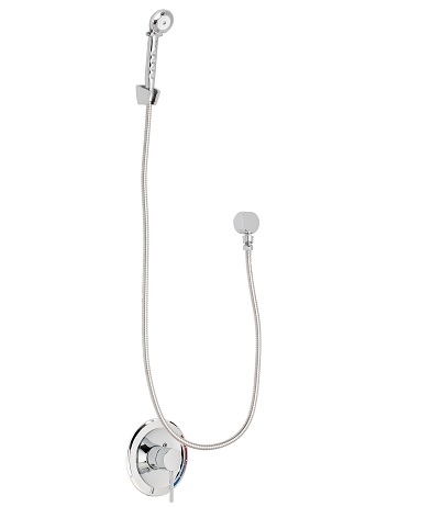Chicago Faucets SH-PB1-00-020 Tub and Shower System with Pressure Balancing Valve, 2.5 GPM Hand Spray with 69" Stainless Steel Hose, Wall Mounted Hand Spray Holder