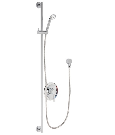 Chicago Faucets SH-PB1-00-022 Tub and Shower System with Pressure Balancing Valve, 2.5 GPM Hand Spray with 69" Stainless Steel Hose, 48" Wall Mounted Slide Bar with Hand Spray Holder