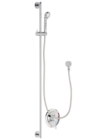 Chicago Faucets SH-PB1-00-032 Tub and Shower System with Pressure Balancing Valve, 1.5 GPM Hand Spray with 59" Stainless Steel Hose, 48" Wall Mounted Slide Bar with Hand Spray Holder