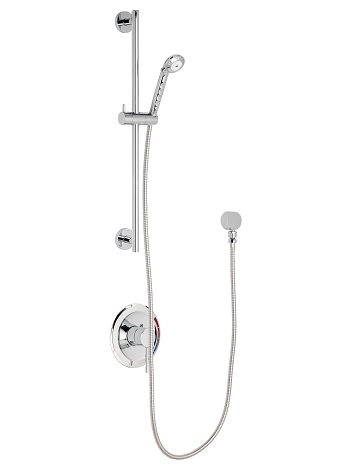 Chicago Faucets SH-PB1-00-041 Tub and Shower System with Pressure Balancing Valve, 1.5 GPM Hand Spray with 69" Stainless Steel Hose, 24" Wall Mounted Slide Bar with Hand Spray Holder