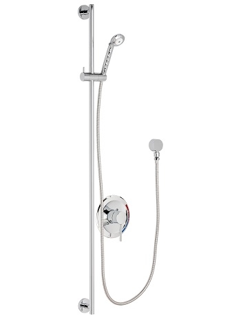 Chicago Faucets SH-PB1-00-042 Tub and Shower System with Pressure Balancing Valve, 1.5 GPM Hand Spray with 69" Stainless Steel Hose, 48" Wall Mounted Slide Bar with Hand Spray Holder