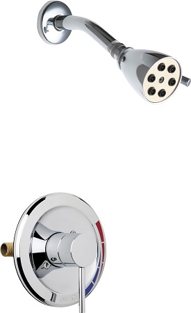 Chicago Faucets SH-PB1-01-000 Tub and Shower System with Pressure Balancing Valve and Shower Head, 2.5 GPM Max. Flow Rate at 80 PSI, Includes Showerhead Arm and Wall Flange