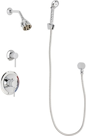 Chicago Faucets SH-PB1-11-010 Tub and Shower System with Pressure Balancing Valve, 2.5 GPM Max. Flow Rate at 80 PSI Shower Head, 2.5 GPM Hand Spray with 59" Stainless Steel Hose