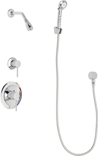 Chicago Faucets SH-PB1-12-030 Tub and Shower System with Pressure Balancing Valve, 2.5 GPM Max. Flow Rate at 80 PSI Shower Head with Ball Joint, 1.5 GPM Hand Spray with 59" Stainless Steel Hose and Wall Hook