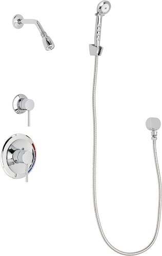 Chicago Faucets SH-PB1-13-030 Tub and Shower System with Pressure Balancing Valve, 1.5 GPM Max. Flow Rate at 80 PSI Hand Spray and Shower Head with Ball Joint, 59" Stainless Steel Hose with Wall Hook