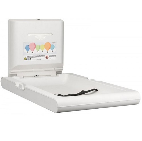 Saniflow CP0016V-ASTM BabyMedi Baby Changing Station, Surface Mounted, Bacterial Resistant Polypropylene, White Finish with Biocote Protectant, Vertical Mount
