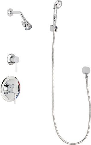 Chicago Faucets SH-PB1-16-010 Tub and Shower System with Pressure Balancing Valve, 2.5 GPM Shower Head with Adjustable Spray Pattern, 59" Stainless Steel Hose and 2.5 GPM Hand Spray with Pause Control and Wall Hook
